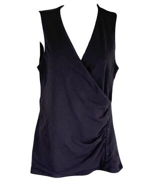 Soft Surroundings black v neck wrap top, size small, excellent condition.